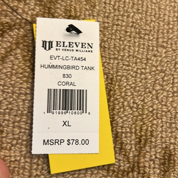 NWT bright coral Eleven Tennis Hummingbird Tank Top with Ruffle Sleeves XL - Picture 4 of 6